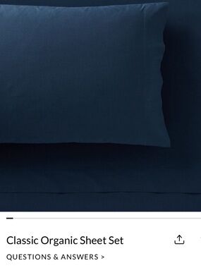 Pottery Barn Classic Organic Sheet Set - Deep Navy